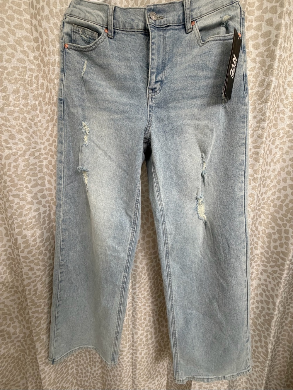 Wide Leg Light Blue Distressed Women's Jeans